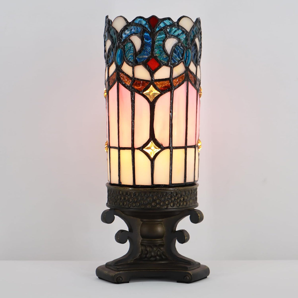 Small Tiffany Lamp Stained Glass Candle Desk Light W4H10.5 inch