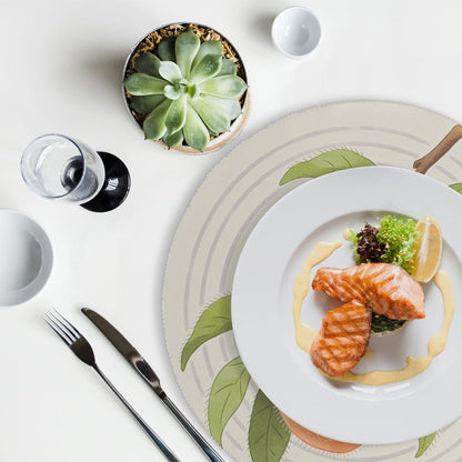 Tree Branch Peach Pattern Round Placemats Set of 4 Washable Non-Slip Place Mat Heat Resistant Wipeable Kitchen Table Mats for Kitchen Dining Table Home Decor 15.35 Inch
