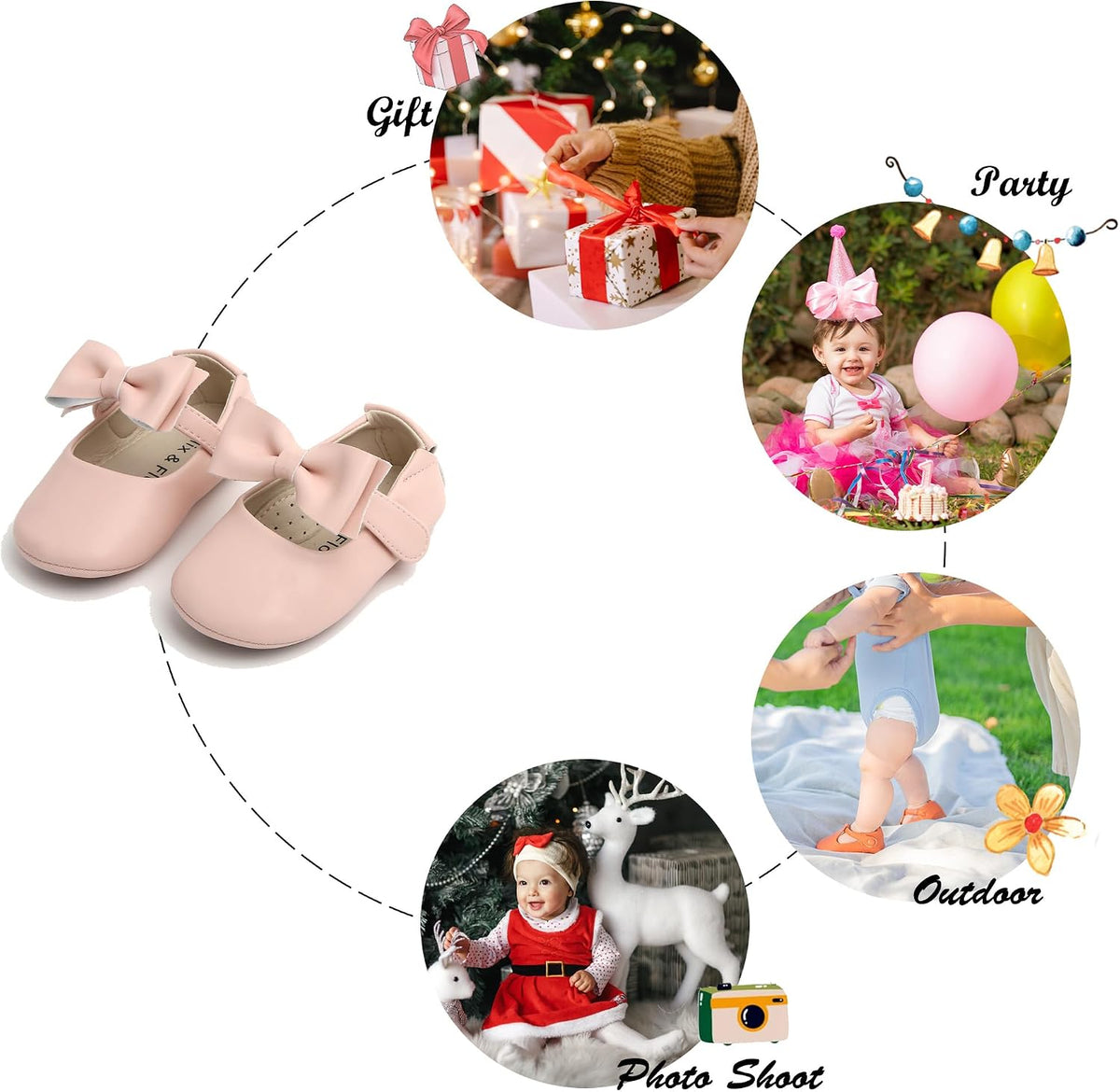 Soft Sole Baby Dress Shoes - Infant Baby Walking Shoes Moccasinss Rubber Sole Crib Shoes