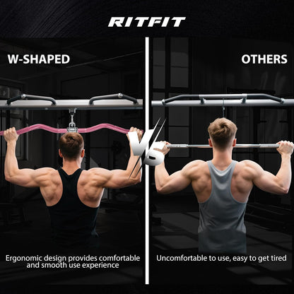 RitFit 38.6'' W-Shaped LAT Pulldown Bar with Full Rotation