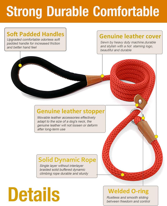 lynxking Dog Leash Slip Lead Rope Leash Strong Heavy Duty Braided Dog No Pull Training Lead for Medium Large and Small Dogs