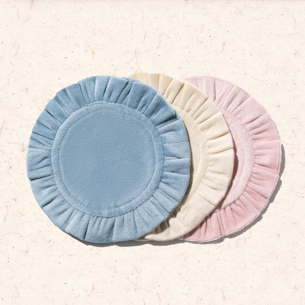 5 Inch Round Ruffle Velvet Coaster, Tabletop Protection, Coffee Table & Bar Decoration, Drink Coasters Suitable for Home Dining Tables & Kitchen Accessories Set of 4, Pink