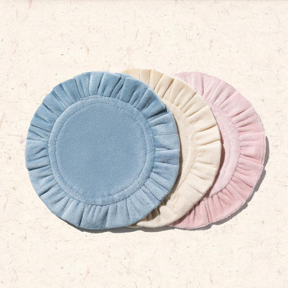 5 Inch Round Ruffle Velvet Coaster, Tabletop Protection, Coffee Table & Bar Decoration, Drink Coasters Suitable for Home Dining Tables & Kitchen Accessories Set of 4, Pink