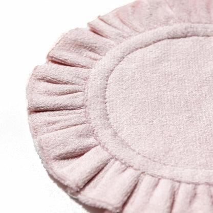 5 Inch Round Ruffle Velvet Coaster, Tabletop Protection, Coffee Table & Bar Decoration, Drink Coasters Suitable for Home Dining Tables & Kitchen Accessories Set of 4, Pink