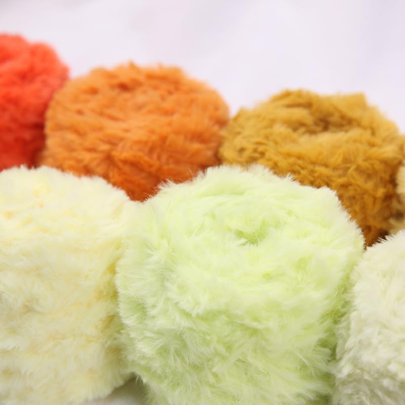 Faux Fur Mink Cashmere Wool Long Plush Fancy Thick Yarn for DIY Fur Coat Doll Craft 100g,Peach