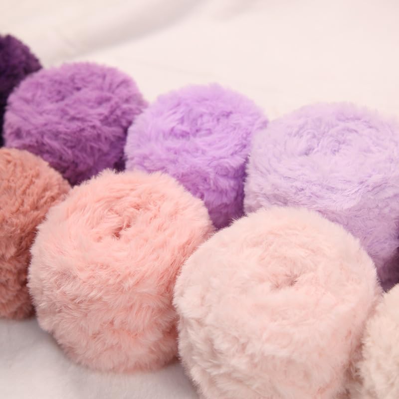 Faux Fur Mink Cashmere Wool Long Plush Fancy Thick Yarn for DIY Fur Coat Doll Craft 100g,Peach