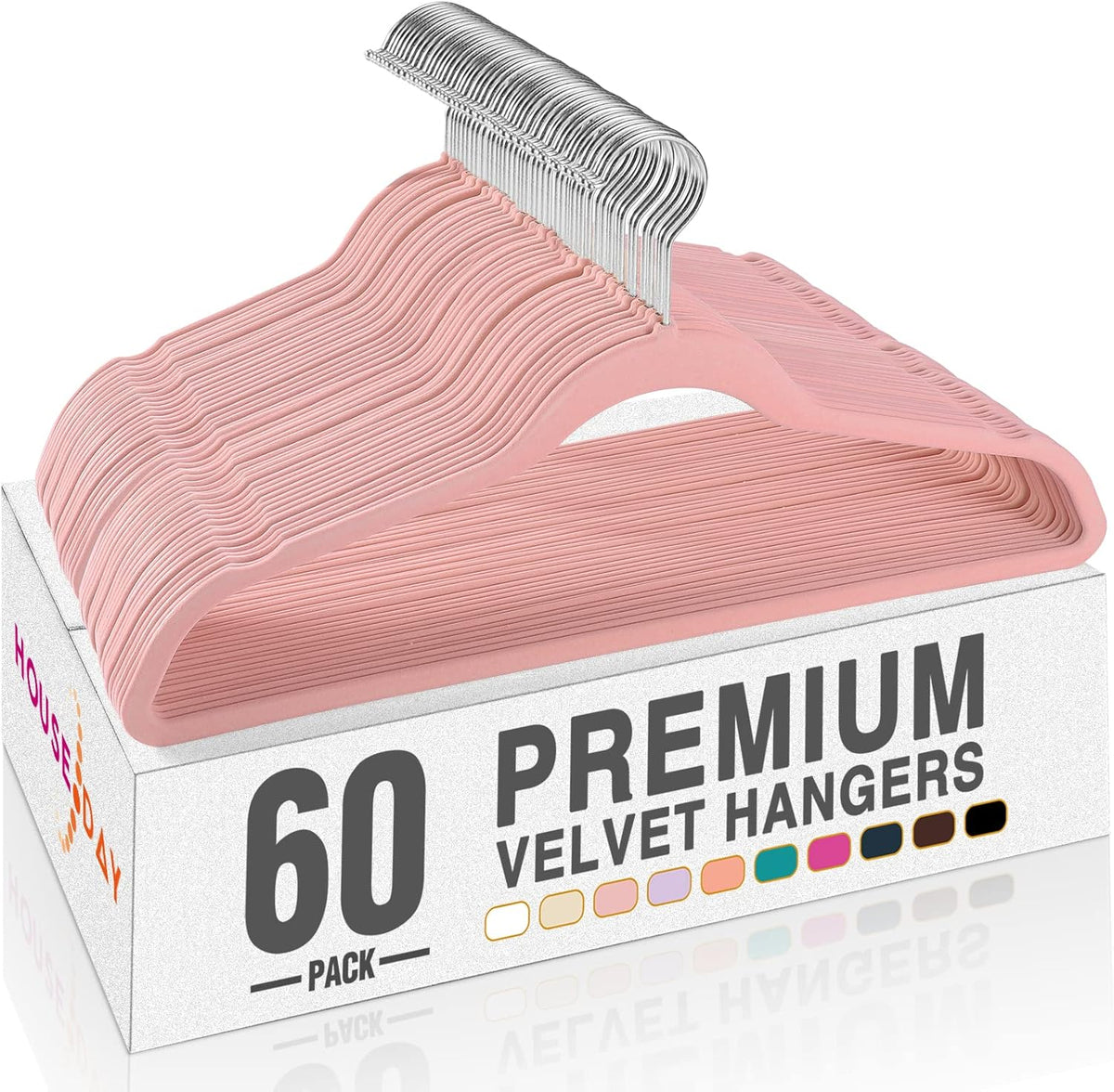 Lt-Pink Velvet Hangers 60 Pack, Premium Non Slip Clothes Hanger