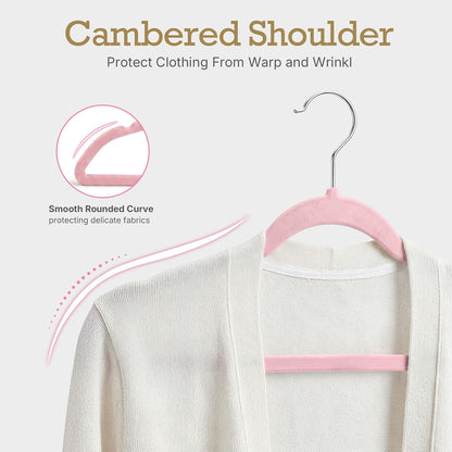 Lt-Pink Velvet Hangers 60 Pack, Premium Non Slip Clothes Hanger