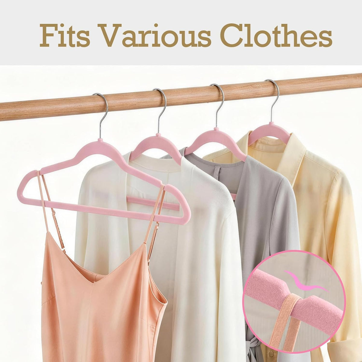 Lt-Pink Velvet Hangers 60 Pack, Premium Non Slip Clothes Hanger