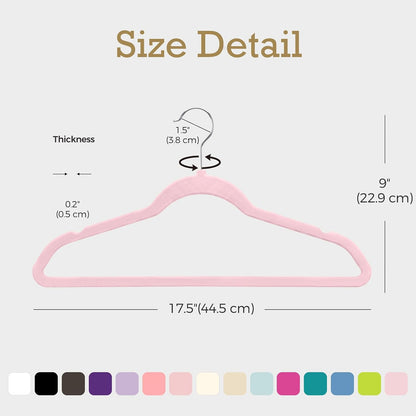 Lt-Pink Velvet Hangers 60 Pack, Premium Non Slip Clothes Hanger