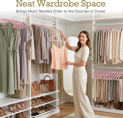 Lt-Pink Velvet Hangers 60 Pack, Premium Non Slip Clothes Hanger