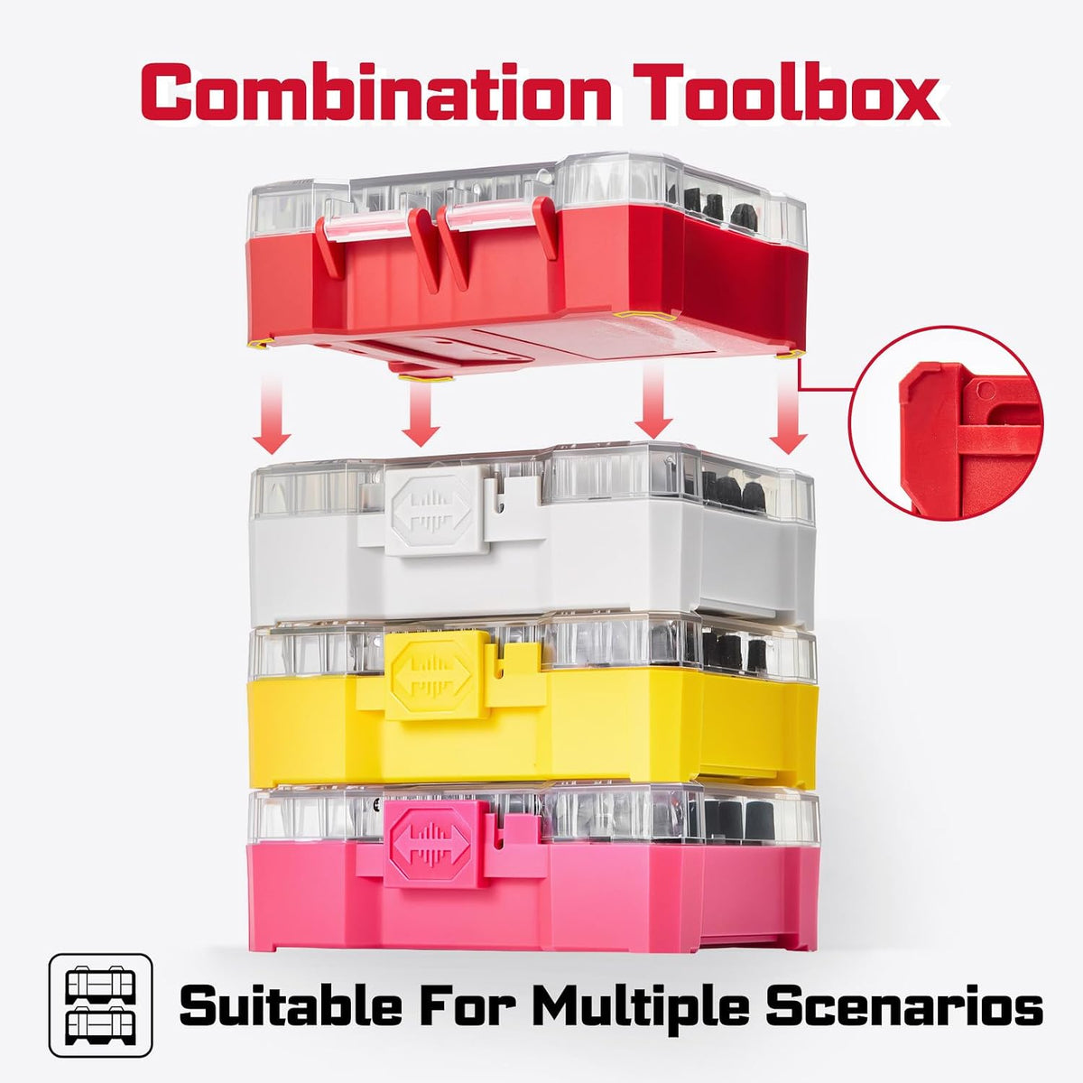 32Pieces Impact Screwdriver Bits Set, S2 Steel Magnetic Phillips/Slotted/Square/Torx/Hex Muliti Insert Bits Tips Set with Impact Bit Holder and 1/4”Socket Adapter(Pink Storage Box Case)