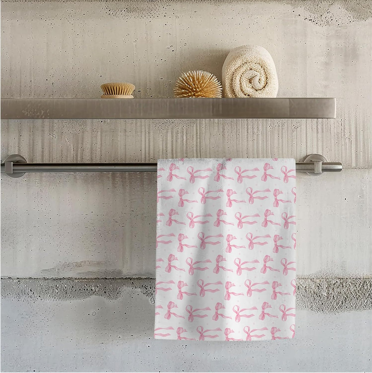 Preppy Beach Towels, Pink Coquette Bow Ribbon Bows Pool Towels, Girly Trendy Bowknot Sand Towel Large Bath Towel Gifts for Teen Girls Women, Preppy Coquette Pink Bow Bathroom Decor, 30x60in