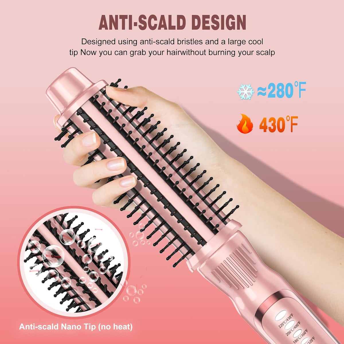 Heated Round Brush, Ceramic Tourmaline Ion 1 1/2 inch Curling Iron