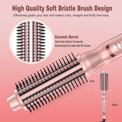 Heated Round Brush, Ceramic Tourmaline Ion 1 1/2 inch Curling Iron