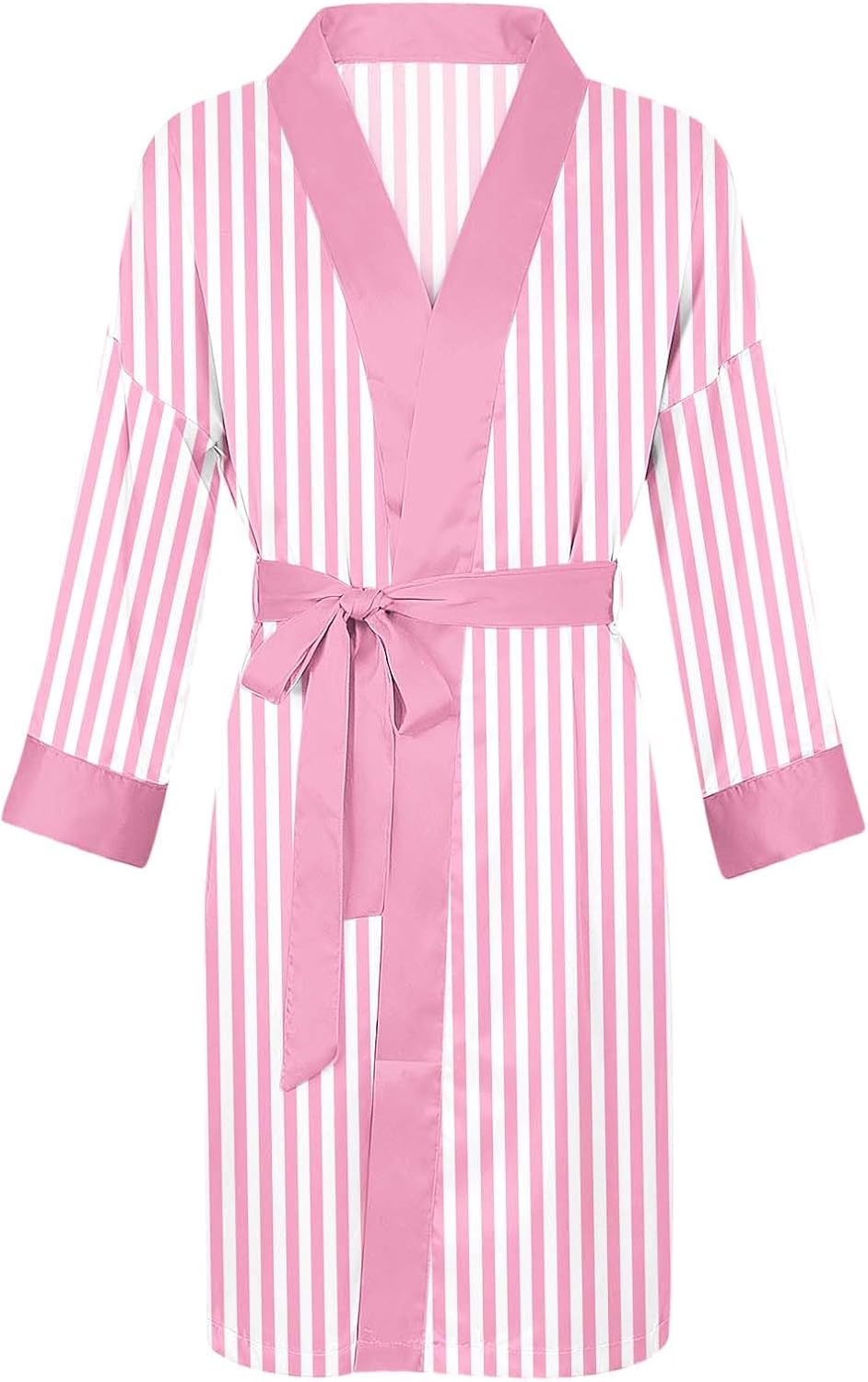 Womens Satin Stripe Robe Cozy Silk Bathrobe for Wedding Party Loungewear Bride Bridesmaids Short Robes Nightgowns