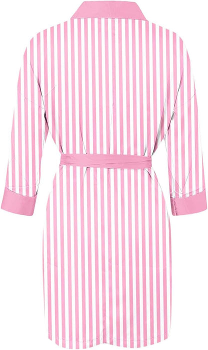 Womens Satin Stripe Robe Cozy Silk Bathrobe for Wedding Party Loungewear Bride Bridesmaids Short Robes Nightgowns