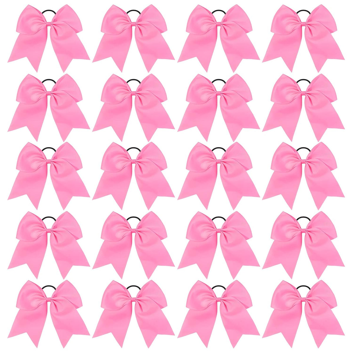 20 PCS 8 Inch Cheer Hair Bows Large Cheerleading Big Hair Bows with Ponytail Holder Hand-made Grosgrain Ribbon Hair Accessories for Teen Girls(Pink)