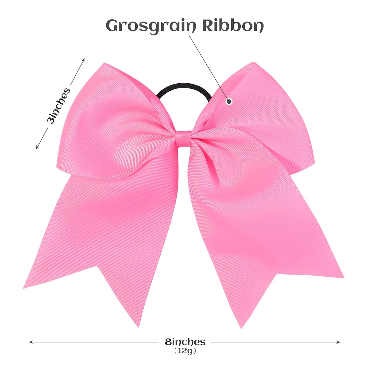 20 PCS 8 Inch Cheer Hair Bows Large Cheerleading Big Hair Bows with Ponytail Holder Hand-made Grosgrain Ribbon Hair Accessories for Teen Girls(Pink)