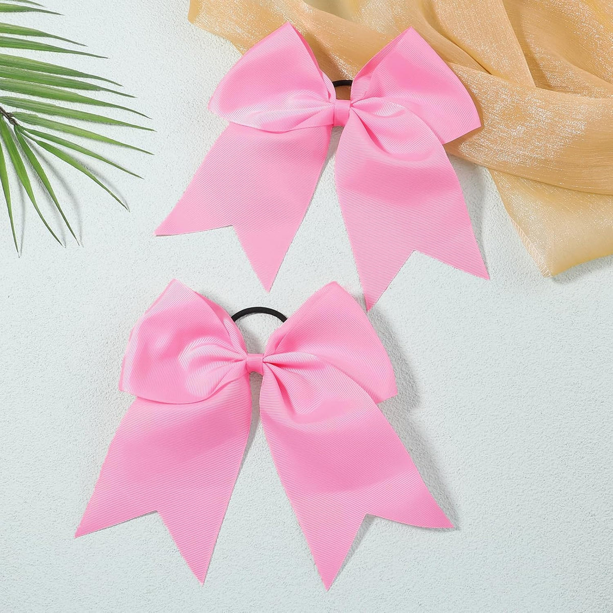 20 PCS 8 Inch Cheer Hair Bows Large Cheerleading Big Hair Bows with Ponytail Holder Hand-made Grosgrain Ribbon Hair Accessories for Teen Girls(Pink)