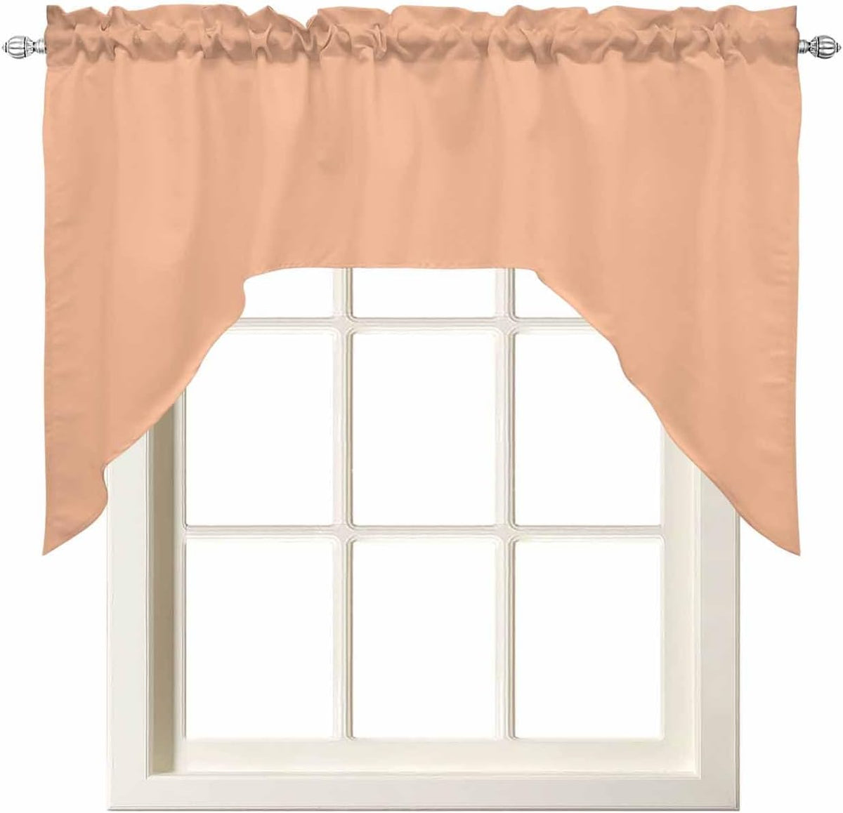 Swag Valances for Windows, Peach Fuzz Kitchen Valance Rod Pocket Window Treatment, Farmhouse Solid Orange Color Modern Art Bathroom Swag Curtain Panel for Living Room, 56 x 36 inch