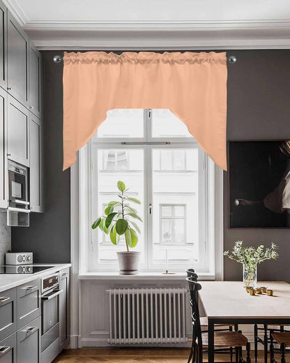 Swag Valances for Windows, Peach Fuzz Kitchen Valance Rod Pocket Window Treatment, Farmhouse Solid Orange Color Modern Art Bathroom Swag Curtain Panel for Living Room, 56 x 36 inch