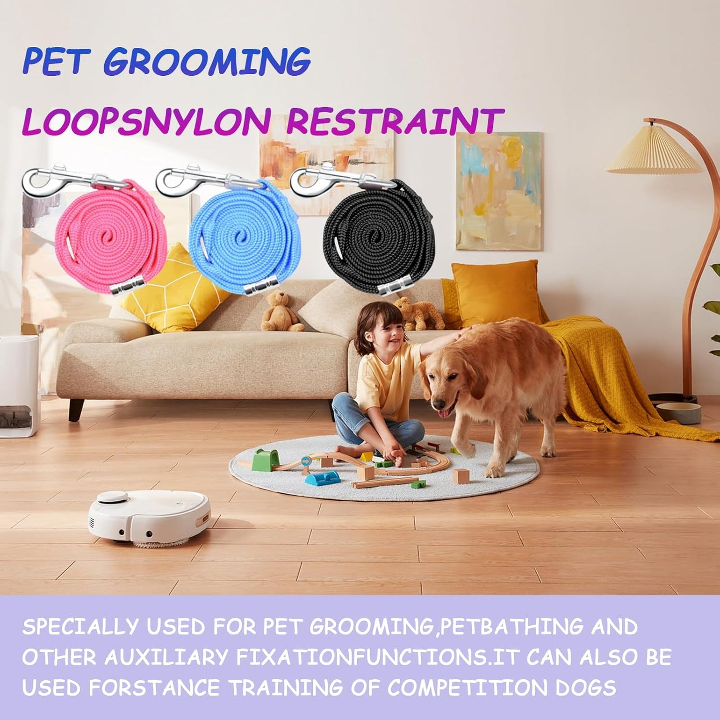 3PCS Adjustable Fixed Grooming Loops for Cat and Dog,Dog Grooming Leash, Safety Leash for Pet Grooming Table or Bathtub