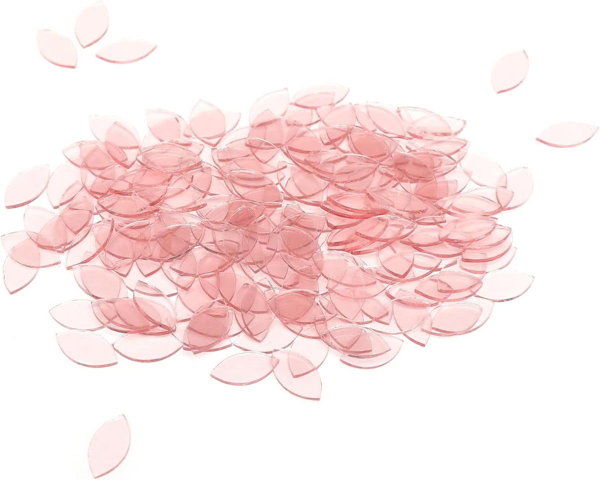100g Petal Mosaic Tiles, High Transparency Stained Glass Mosaic Tiles, DIY Handmade Lampshade Artwork and Stained Glass Projects, Approx. 360 Pieces,Pink