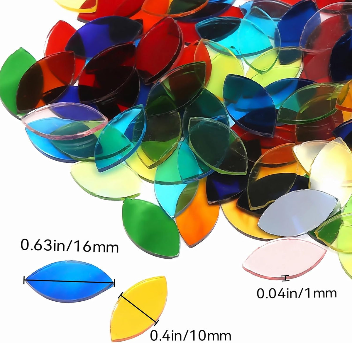 100g Petal Mosaic Tiles, High Transparency Stained Glass Mosaic Tiles, DIY Handmade Lampshade Artwork and Stained Glass Projects, Approx. 360 Pieces,Pink