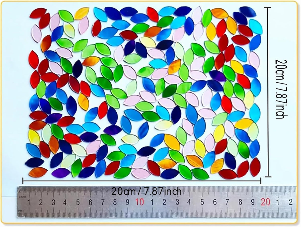 100g Petal Mosaic Tiles, High Transparency Stained Glass Mosaic Tiles, DIY Handmade Lampshade Artwork and Stained Glass Projects, Approx. 360 Pieces,Pink