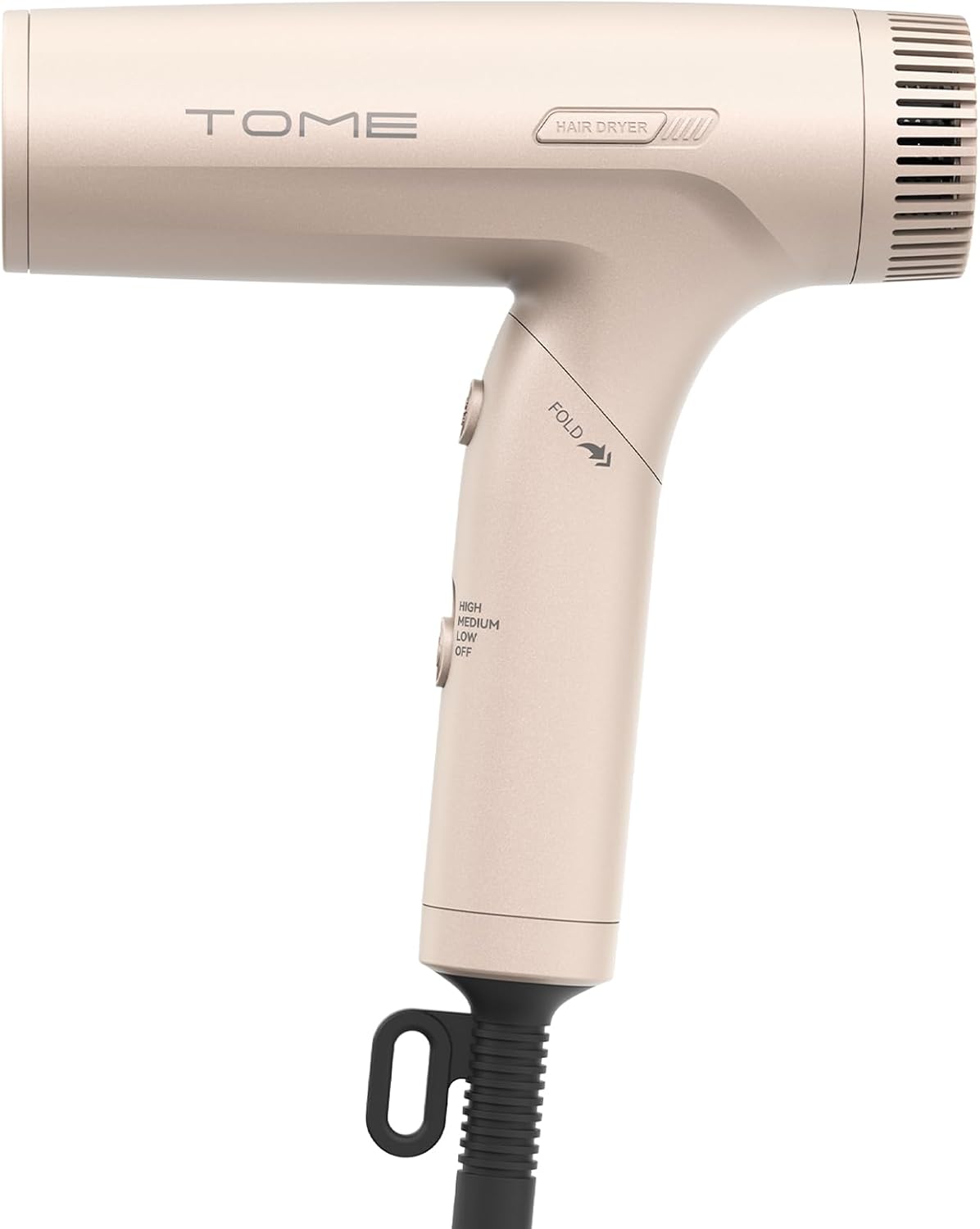 Foldable Hair Dryer HD303 1200W, Dual Voltage 110–240V, 3 Attachments