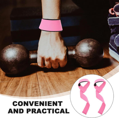 Fitness Lifting Straps 1 Pair Pink Silicone Anti-Slip Deadlift Wrist Wraps Workout Wrist Guards for Weightlifting Gym Training