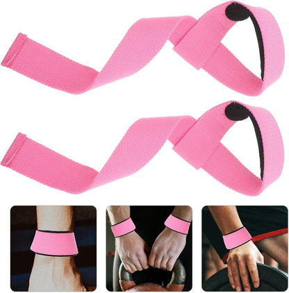 Fitness Lifting Straps 1 Pair Pink Silicone Anti-Slip Deadlift Wrist Wraps Workout Wrist Guards for Weightlifting Gym Training