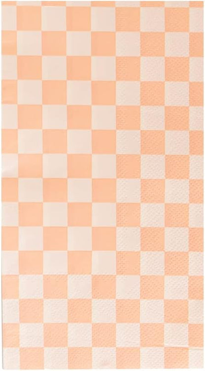 Jollity & Co Check It! Guest Napkins - Party Napkins in Peaches N' Cream - Pack of 16 Guest Napkins - Easy to Mix and Match - Paper Napkins to Suit All Occasions and Birthday Decorations
