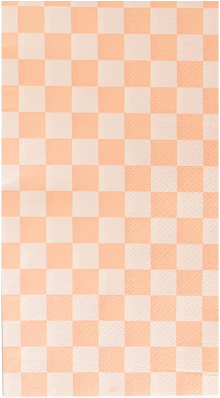Jollity & Co Check It! Guest Napkins - Party Napkins in Peaches N' Cream - Pack of 16 Guest Napkins - Easy to Mix and Match - Paper Napkins to Suit All Occasions and Birthday Decorations
