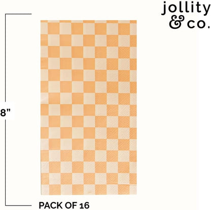 Jollity & Co Check It! Guest Napkins - Party Napkins in Peaches N' Cream - Pack of 16 Guest Napkins - Easy to Mix and Match - Paper Napkins to Suit All Occasions and Birthday Decorations