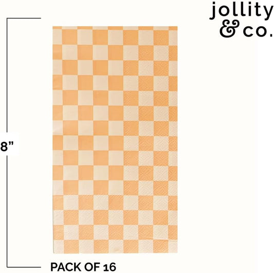 Jollity & Co Check It! Guest Napkins - Party Napkins in Peaches N' Cream - Pack of 16 Guest Napkins - Easy to Mix and Match - Paper Napkins to Suit All Occasions and Birthday Decorations
