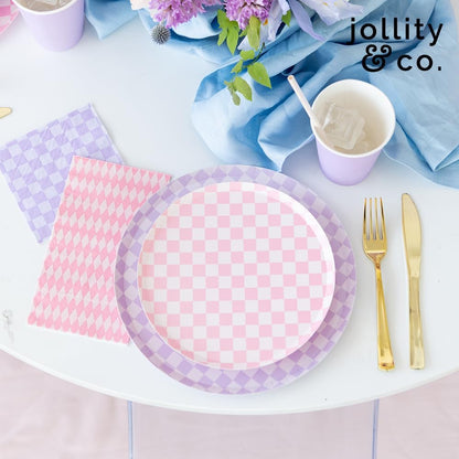 Jollity & Co Check It! Guest Napkins - Party Napkins in Peaches N' Cream - Pack of 16 Guest Napkins - Easy to Mix and Match - Paper Napkins to Suit All Occasions and Birthday Decorations