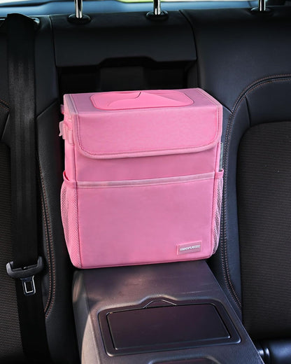 Cute Car Trash Can with Lid, Collapsible, Leak-Proof, 2 Gallon
