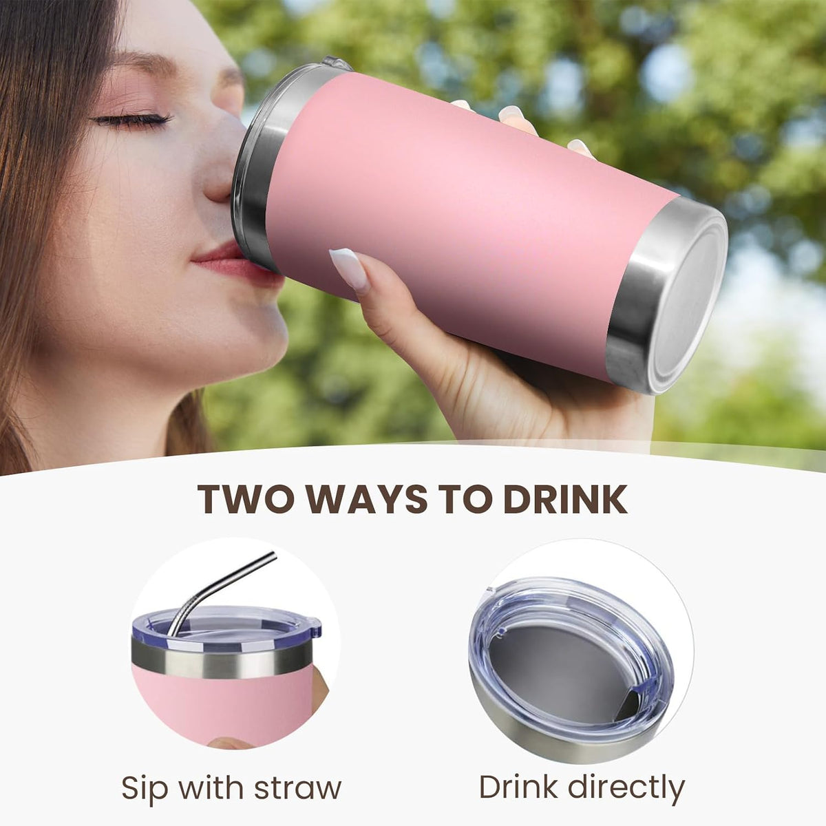 20oz Tumbler 12 Pack Double Wall Vacuum Insulated Travel Mug Bulk, Stainless Steel Tumblers with Lid and Straw, Durable Powder Coated Coffee Cups for Cold & Hot Drinks (Pink, 12)