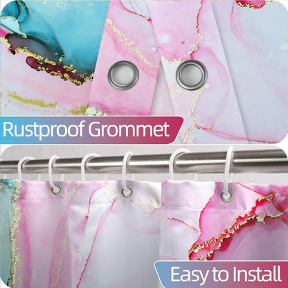 Pink Blue Shower Curtain for Bathroom with Hooks 72"x72"