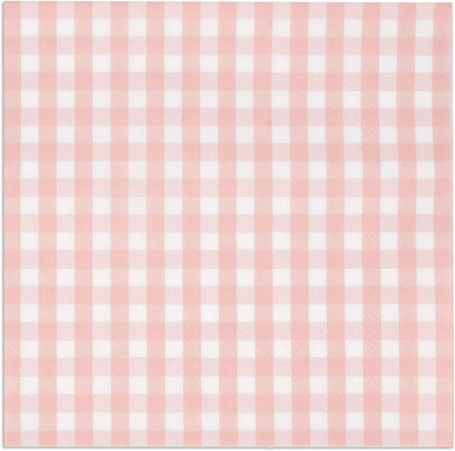 Gift Boutique 100 Pink and White Gingham Luncheon Napkins Disposable Paper Checkered Plaid Lunch Napkin for Summer Picnic Camping Baby Shower Party