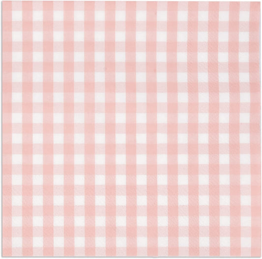 Gift Boutique 100 Pink and White Gingham Luncheon Napkins Disposable Paper Checkered Plaid Lunch Napkin for Summer Picnic Camping Baby Shower Party