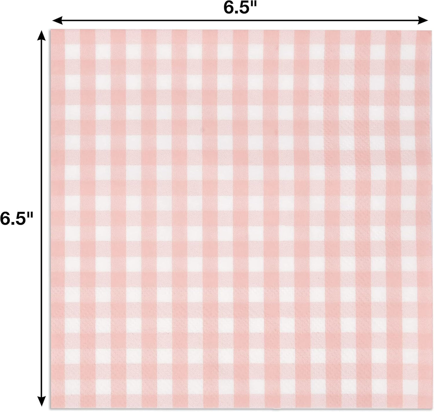 Gift Boutique 100 Pink and White Gingham Luncheon Napkins Disposable Paper Checkered Plaid Lunch Napkin for Summer Picnic Camping Baby Shower Party