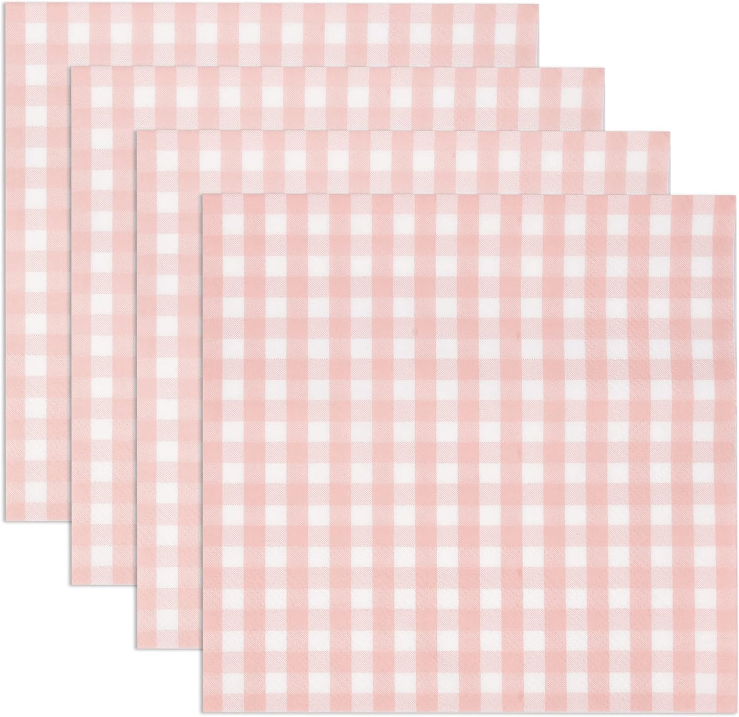 Gift Boutique 100 Pink and White Gingham Luncheon Napkins Disposable Paper Checkered Plaid Lunch Napkin for Summer Picnic Camping Baby Shower Party
