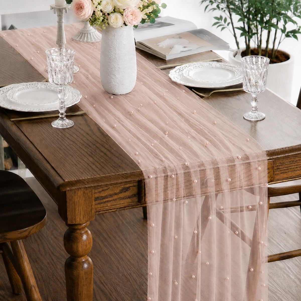 Pearl Pink Table Runner 10FT Wedding Bridal Baby Shower Party Décor