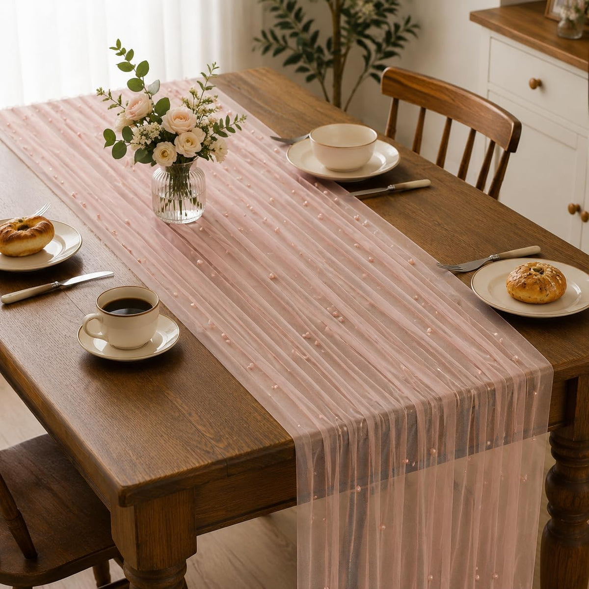 Pearl Pink Table Runner 10FT Wedding Bridal Baby Shower Party Décor