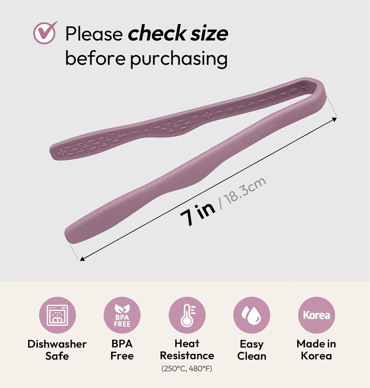 Mini Silicone Toaster Tongs, 7 inches, 1 Pack, Pink
