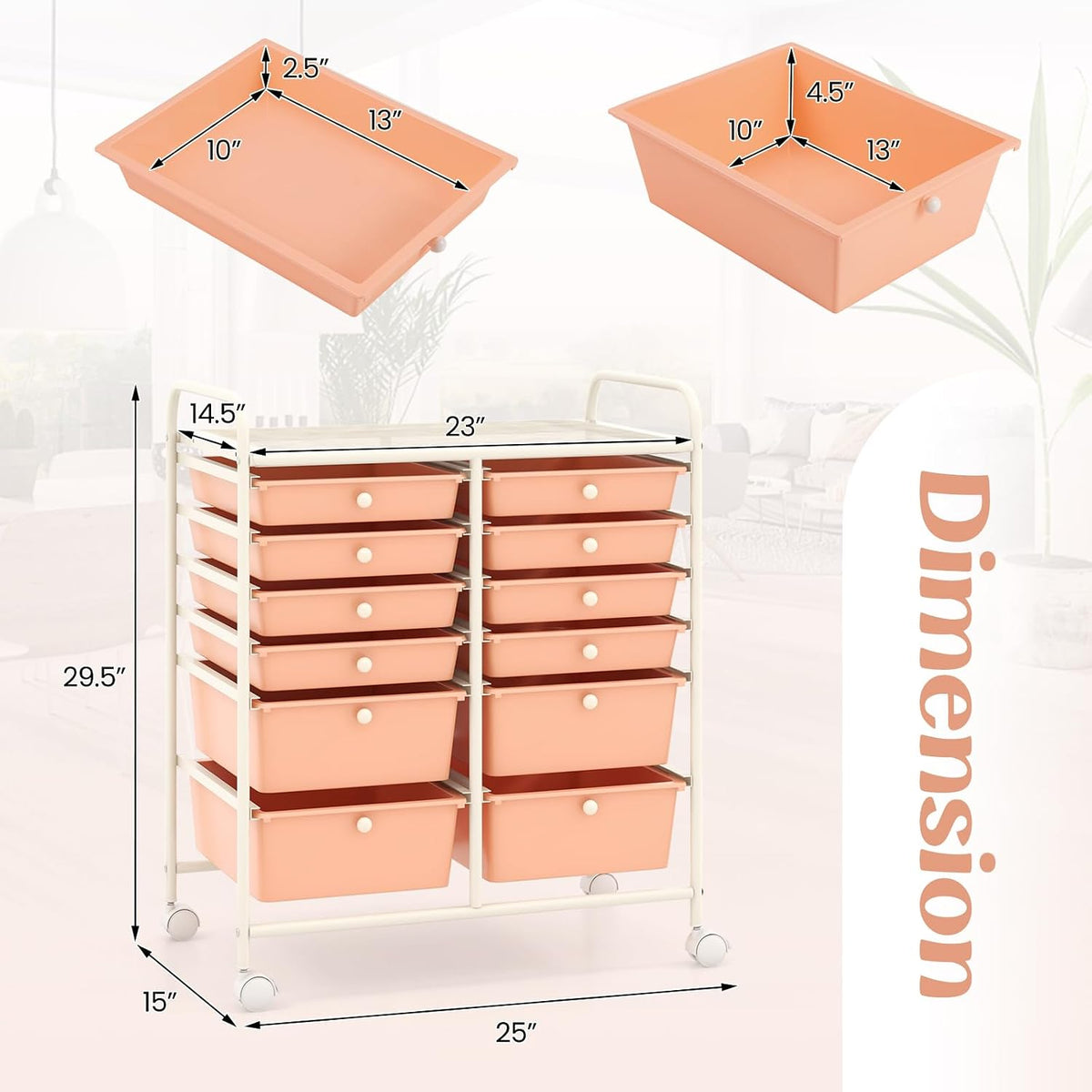 12-Drawer Rolling Storage Cart, Moveable Art Craft Organizer