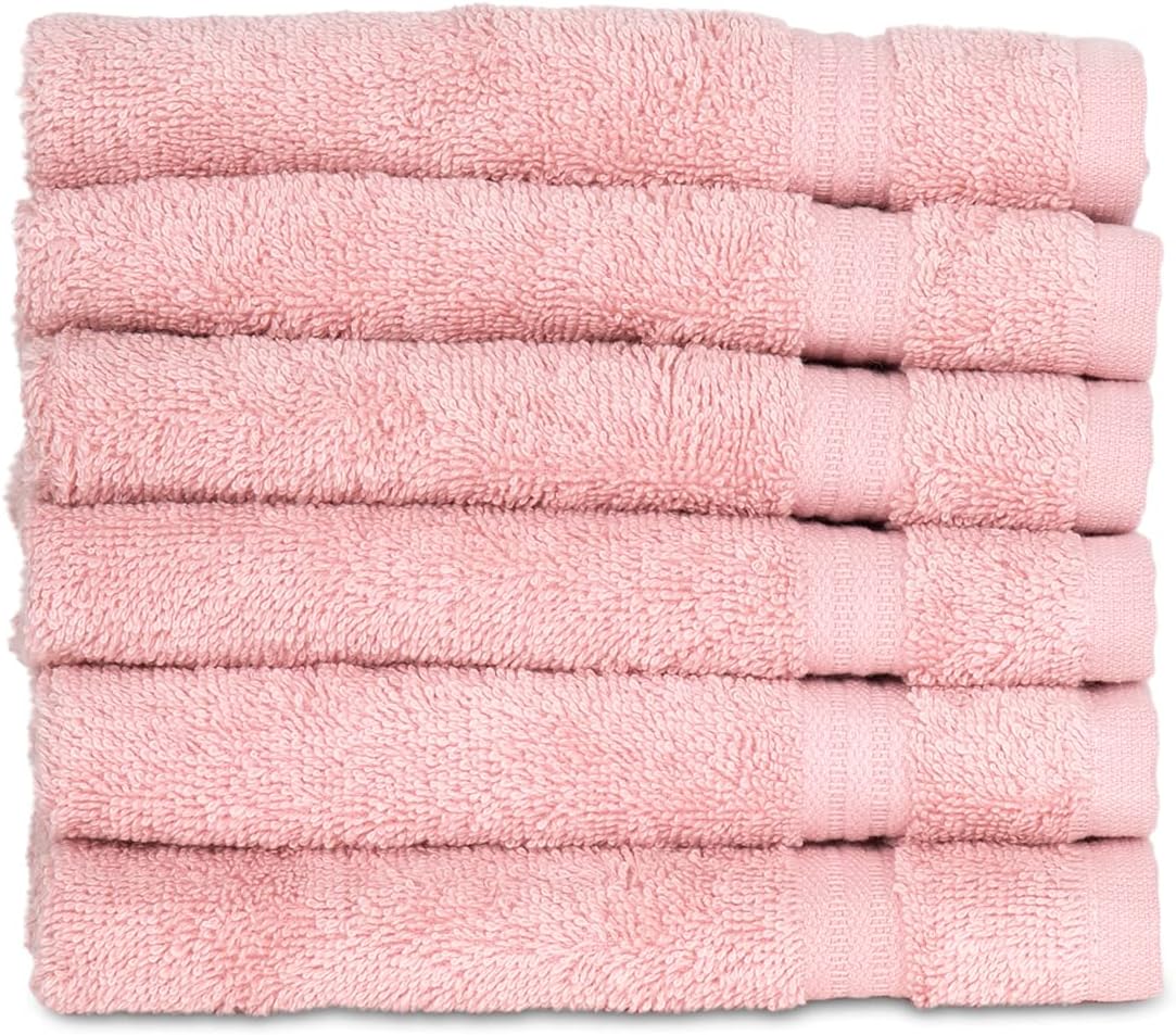 Soft and Absorbent Towels Cotton for Bathroom Hotel Shower Spa Gym, 4 Washcloths Powder Pink